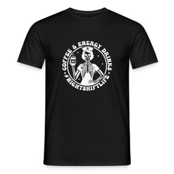 Night Service Coffee Skeleton - Men's T-Shirt - black - Front - AI Model Male 178 light (178cm)