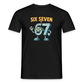 Six Seven 67 Italian Brainrot Roboter Meme Humor - Männer T-Shirt - Schwarz - Vorne - AI Model Male 178 light (178cm)