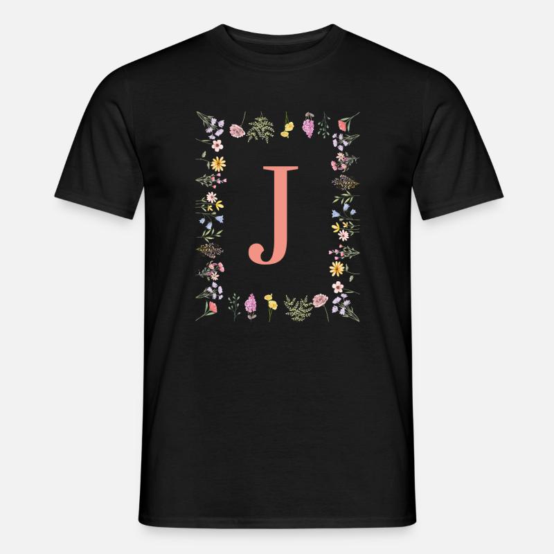 Florale Initialen "J ", Buchstaben Monogramm  - Männer T-Shirt - Schwarz