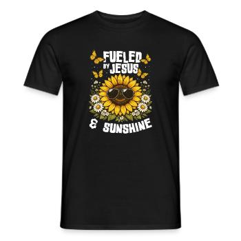 La foi chrétienne du tournesol prie Jésus - T-shirt homme - noir - Devant - AI Model Male 178 light (178cm)