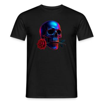 Motif de crâne Dark Art Art Néon Skull Rose - T-shirt homme - noir - Devant - AI Model Male 178 light (178cm)