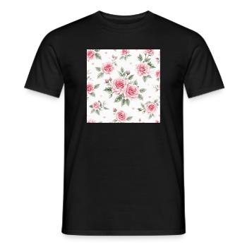 Motif Roses et Cœurs - T-shirt homme - noir - Devant - AI Model Male 178 light (178cm)