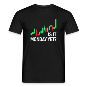 Is it monday yet? Stock Market Exchange Trader - Men's T-Shirt - black - Front - AI Model Male 178 light (178cm)
