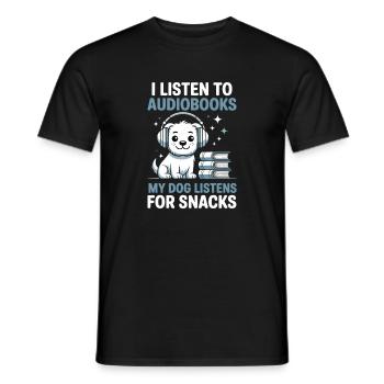 Fans de livres audio des chiens lisant un cadeau de lecture - T-shirt homme - noir - Devant - AI Model Male 178 light (178cm)