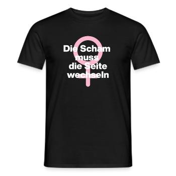 FRAUENPOWER: DIE SCHAM MUSS DIE SEITE WECHSELN ♀ - Männer T-Shirt - Schwarz - Vorne - AI Model Male 178 light (178cm)
