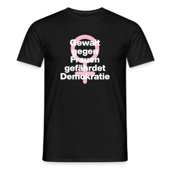 GEWALT GEGEN FRAUEN GEFÄHRDET DEMOKRATIE ♀ - Männer T-Shirt - Schwarz - Vorne - AI Model Male 178 light (178cm)