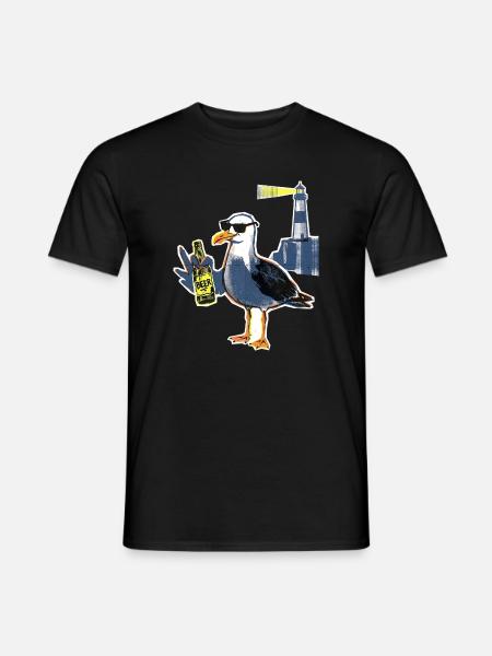Coole Möwe Leuchtturm Bier - Männer T-Shirt - Schwarz