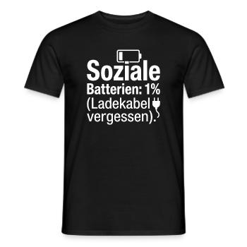 Soziale Batterien 1 Prozent Spruch - Männer T-Shirt - Schwarz - Vorne - AI Model Male 178 light (178cm)