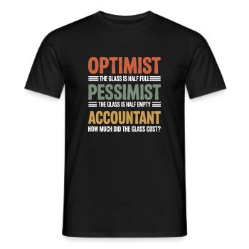 Optimist, Pessimist, Buchhalter, Glaskosten lustig, lustig - Männer T-Shirt - Schwarz - Vorne - AI Model Male 178 light (178cm)