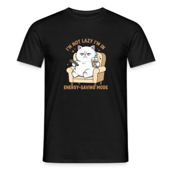 Je ne suis pas paresseux — chat économisant en énergie - T-shirt homme - noir - Devant - AI Model Male 178 light (178cm)