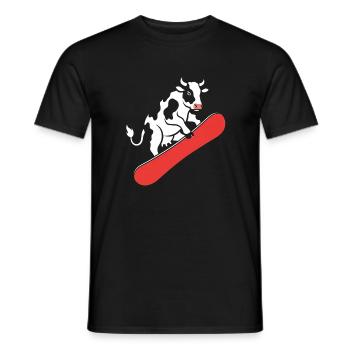 Kuh auf Skateboard - Männer T-Shirt - Schwarz - Vorne - AI Model Male 178 light (178cm)
