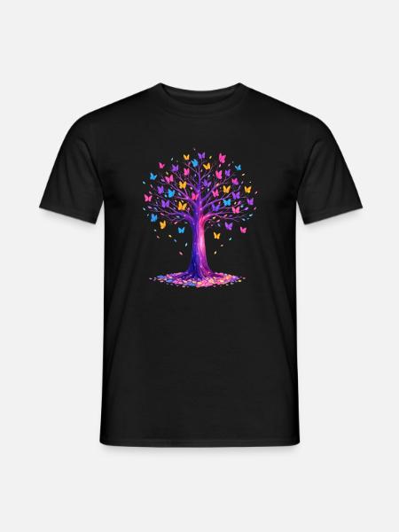 Butterflies Tree Nature Butterfly Lover - Men's T-Shirt - black