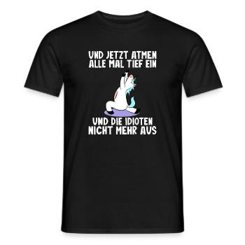 Yoga Einhorn Sarkasmus Lustiger Spruch - Männer T-Shirt - Schwarz - Vorne - AI Model Male 178 light (178cm)