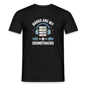 Books Are My Soundtracks Spruch Hörbücher - Men's T-Shirt - black - Front - AI Model Male 178 light (178cm)