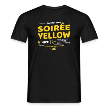 Soirée Yellow ! Soirées culte de Brice - T-shirt homme - noir - Devant - AI Model Male 178 light (178cm)