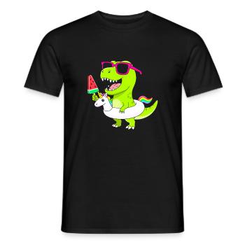 Neon-Dino mit Eis und Einhorn - Men's T-Shirt - black - Front - AI Model Male 178 light (178cm)