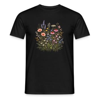 Wildblumen Blumen Blumen Botanischer Naturgarten - Männer T-Shirt - Schwarz - Vorne - AI Model Male 178 light (178cm)