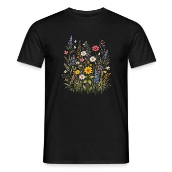 Wildblumen Blumen Blumen Botanischer Naturgarten - Männer T-Shirt - Schwarz - Vorne - AI Model Male 178 light (178cm)