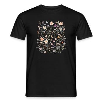 Wildflowers Flowers Flowers Natural Botanical Garden - Men's T-Shirt - black - Front - AI Model Male 178 light (178cm)