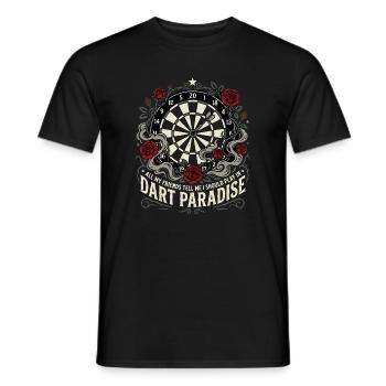 Darts Paradise, Gift Idea Shirt, Hoodie, Mug - Men's T-Shirt - black - Front - AI Model Male 178 light (178cm)