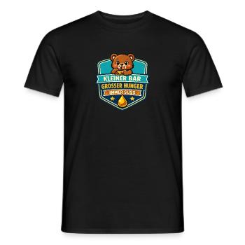 Kleiner Bär: Grosser Hunger Logo - Männer T-Shirt - Schwarz - Vorne - AI Model Male 178 light (178cm)