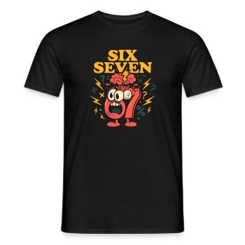 Six Seven 67 Italian Brainrot Nerd Humor Funny - Men's T-Shirt - black - Front - AI Model Male 178 light (178cm)