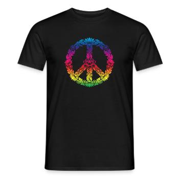 Peace Zeichen Blumen Floral Boho Style - Männer T-Shirt - Schwarz - Vorne - AI Model Male 178 light (178cm)