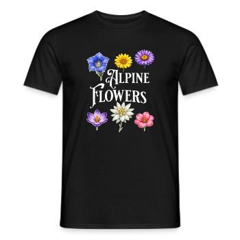 Fleurs alpines – Fleurs alpines Vintage Botanique D - T-shirt homme - noir - Devant - AI Model Male 178 light (178cm)