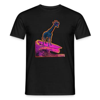 Surfer Giraffe - Männer T-Shirt - Schwarz - Vorne - AI Model Male 178 light (178cm)