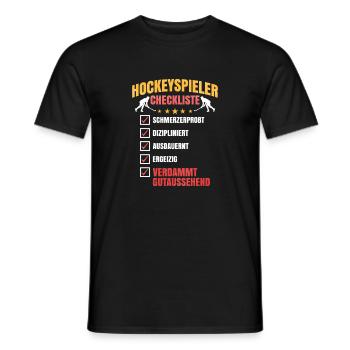 Hockeyspieler Checkliste - Männer T-Shirt - Schwarz - Vorne - AI Model Male 178 light (178cm)