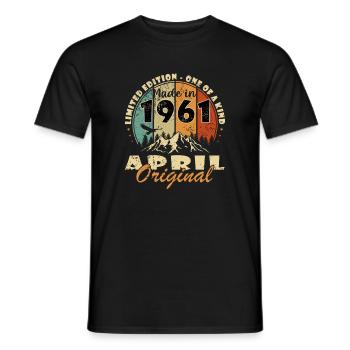 Birthday April 1961 Legendary Epic - Men's T-Shirt - black - Front - AI Model Male 178 light (178cm)