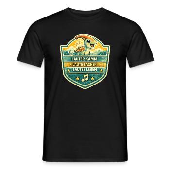 Dino Badge Lautes Leben - Männer T-Shirt - Schwarz - Vorne - AI Model Male 178 light (178cm)