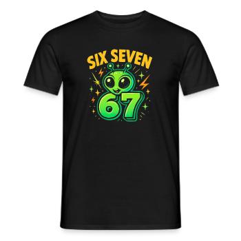 Six Seven 67 Italian Brainrot Alien Humor Funny - Men's T-Shirt - black - Front - AI Model Male 178 light (178cm)
