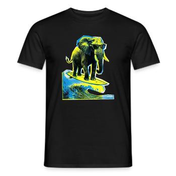 Elephant Surfer - Men's T-Shirt - black - Front - AI Model Male 178 light (178cm)