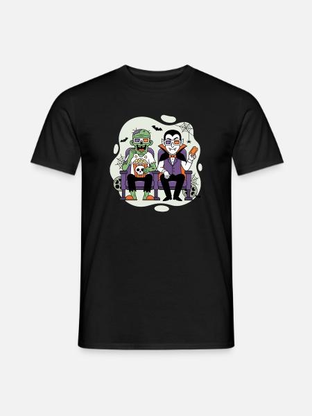 Vampir und Zombie Kinoabend - Männer T-Shirt - Schwarz