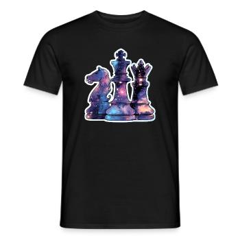 Chess Pieces in Space – Galaxy Nebe - Men's T-Shirt - black - Front - AI Model Male 178 light (178cm)
