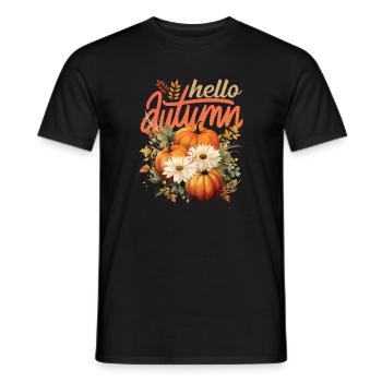 Hallo Herbst-Kürbisstrauß - Männer T-Shirt - Schwarz - Vorne - AI Model Male 178 light (178cm)