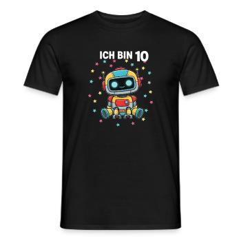Ich bin 10 - Süßes Roboter zum 10. Geburtstag - Männer T-Shirt - Schwarz - Vorne - AI Model Male 178 light (178cm)