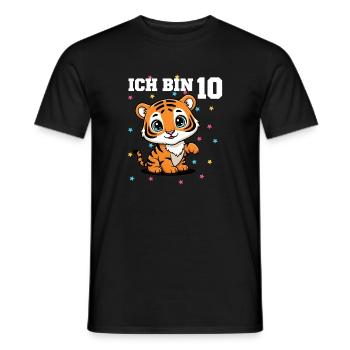 Ich bin 10 - Süßes Tiger zum 10. Geburtstag - Männer T-Shirt - Schwarz - Vorne - AI Model Male 178 light (178cm)