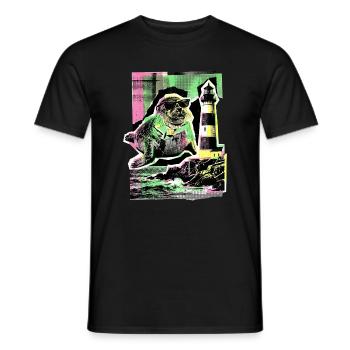 Cool seal North Sea Baltic Sea - Men's T-Shirt - black - Front - AI Model Male 178 light (178cm)