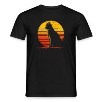 Luchs Katze Retro Wildkatze Design Naturfreund - Männer T-Shirt - Schwarz - Vorne - AI Model Male 178 light (178cm)