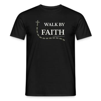 Walk by Faith | 2 Corinthians 5:7 - Men's T-Shirt - black - Front - AI Model Male 178 light (178cm)