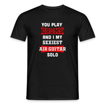 Air Guitar Solo and Drums Music Graphic - Männer T-Shirt - Schwarz - Vorne - AI Model Male 178 light (178cm)