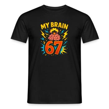 Six Seven Italian Brainrot Brain Humor Meme Funny - Men's T-Shirt - black - Front - AI Model Male 178 light (178cm)