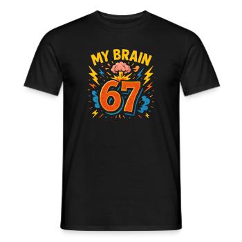 Six Seven Italian Brainrot Brain Humor Meme Funny - Men's T-Shirt - black - Front - AI Model Male 178 light (178cm)