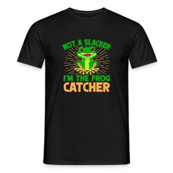 Frog Catcher Not A Slacker Frog - Men's T-Shirt - black - Front - AI Model Male 178 light (178cm)