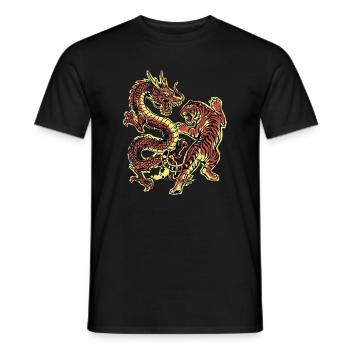 Dragon et Chinois Tigre - T-shirt homme - noir - Devant - AI Model Male 178 light (178cm)