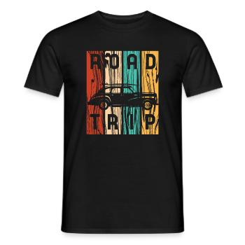 Road Trip Vintage Car Retro Stripes - Men's T-Shirt - black - Front - AI Model Male 178 light (178cm)