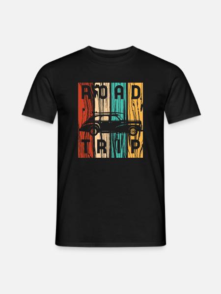Road Trip Oldtimer-Retro-Streifen - Männer T-Shirt - Schwarz