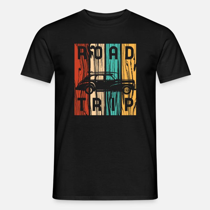 Road Trip Oldtimer-Retro-Streifen - Männer T-Shirt - Schwarz